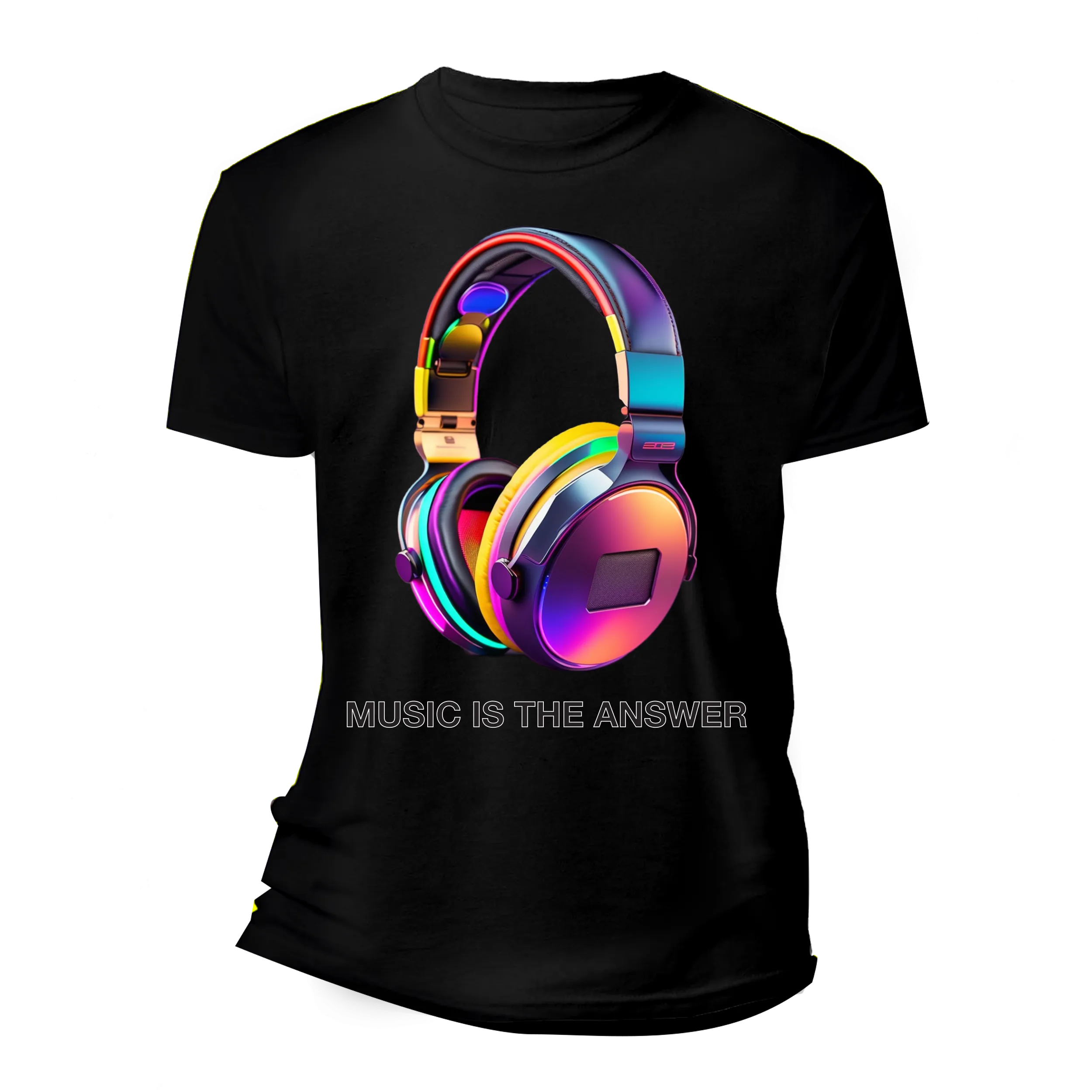 Music is the Answer Colorful Headphones T-Shirts | Grooveman Music