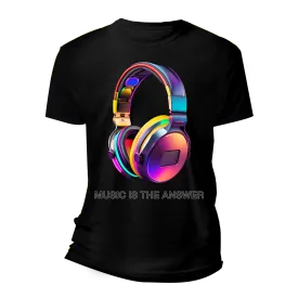 Music is the Answer Colorful Headphones T-Shirts | Grooveman Music