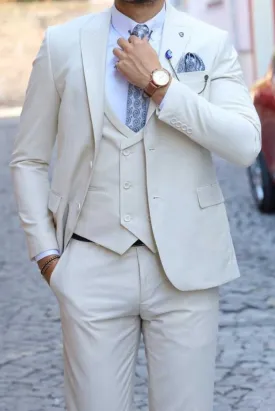 Off-white three-piece partywear suit for men
