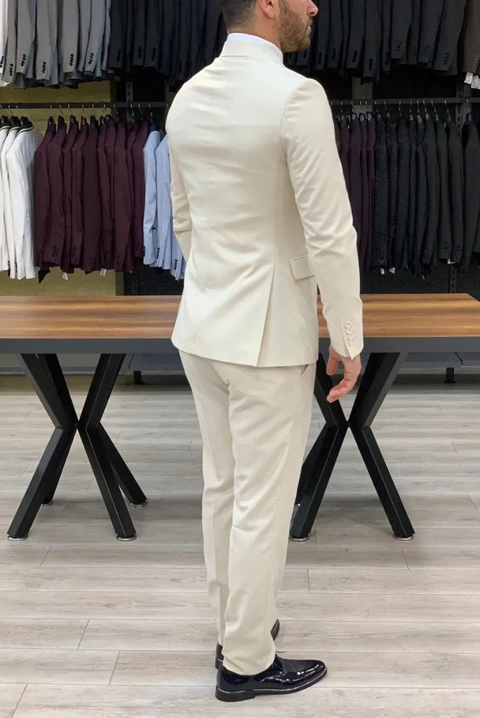 Off-white three-piece partywear suit for men