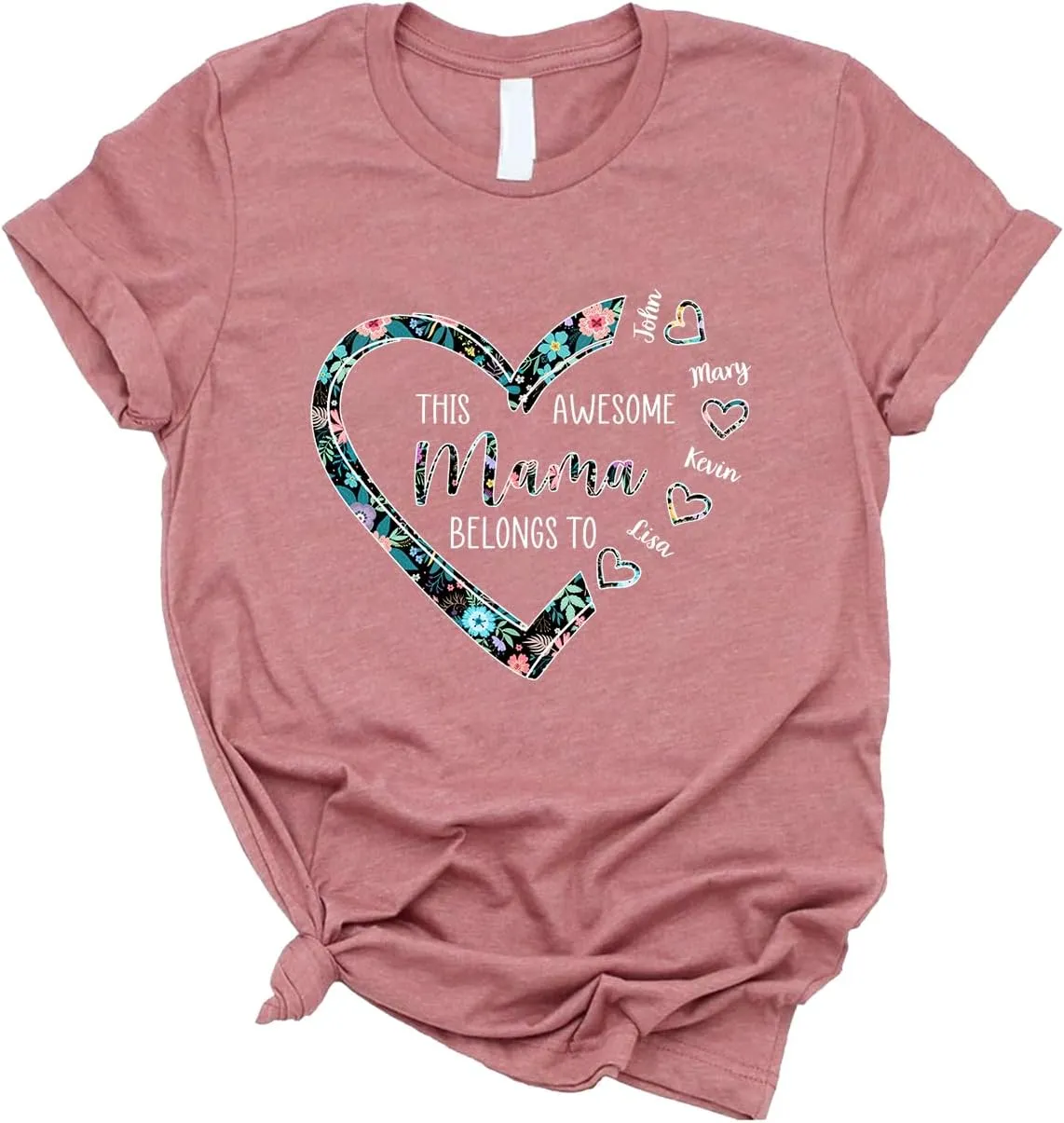 Personalized This Awesome Mom Belongs to Shirt, Heart Shirt for Mom with Kid Name, Shirt for Mama, Mom, Mommy