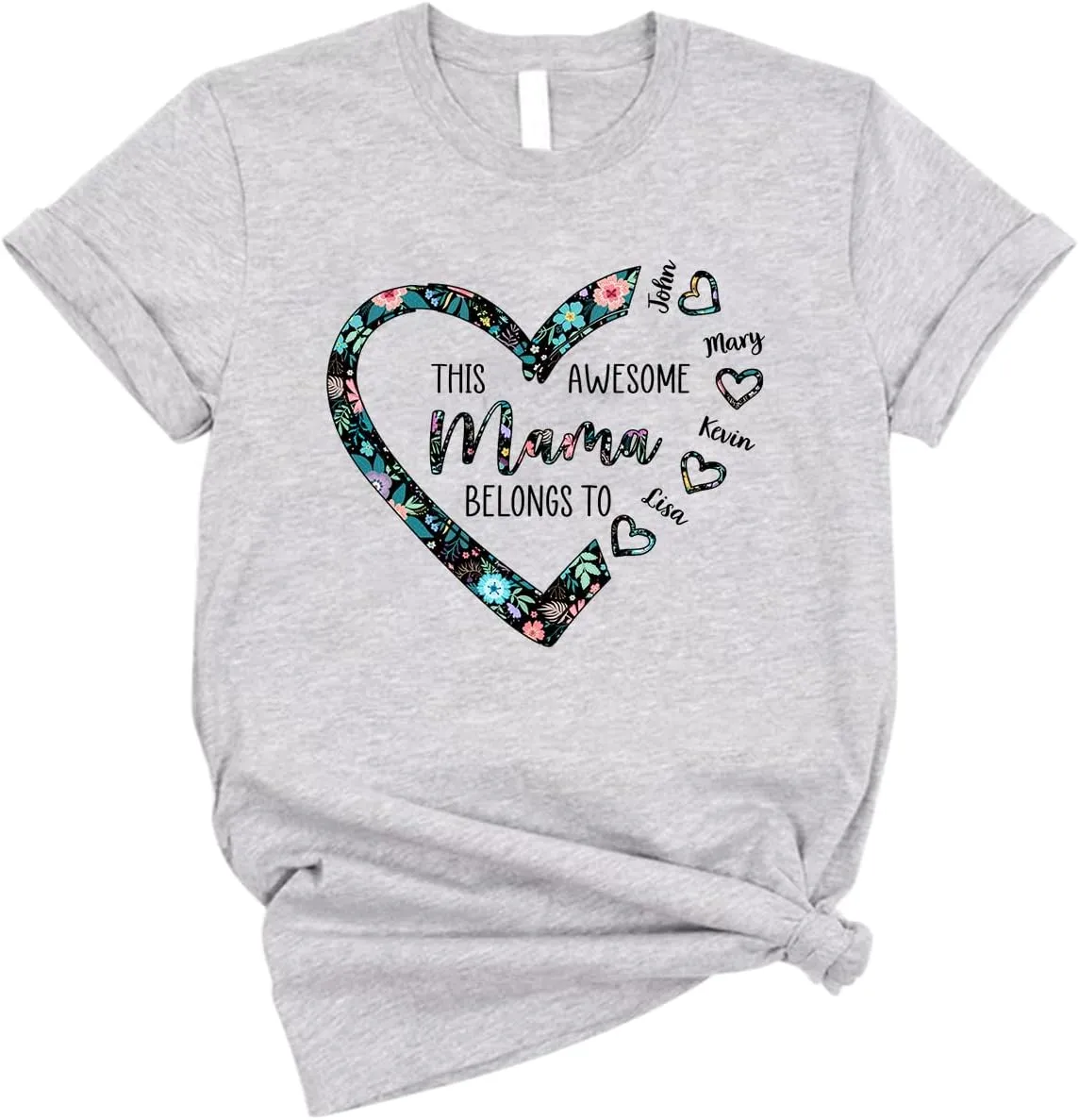 Personalized This Awesome Mom Belongs to Shirt, Heart Shirt for Mom with Kid Name, Shirt for Mama, Mom, Mommy