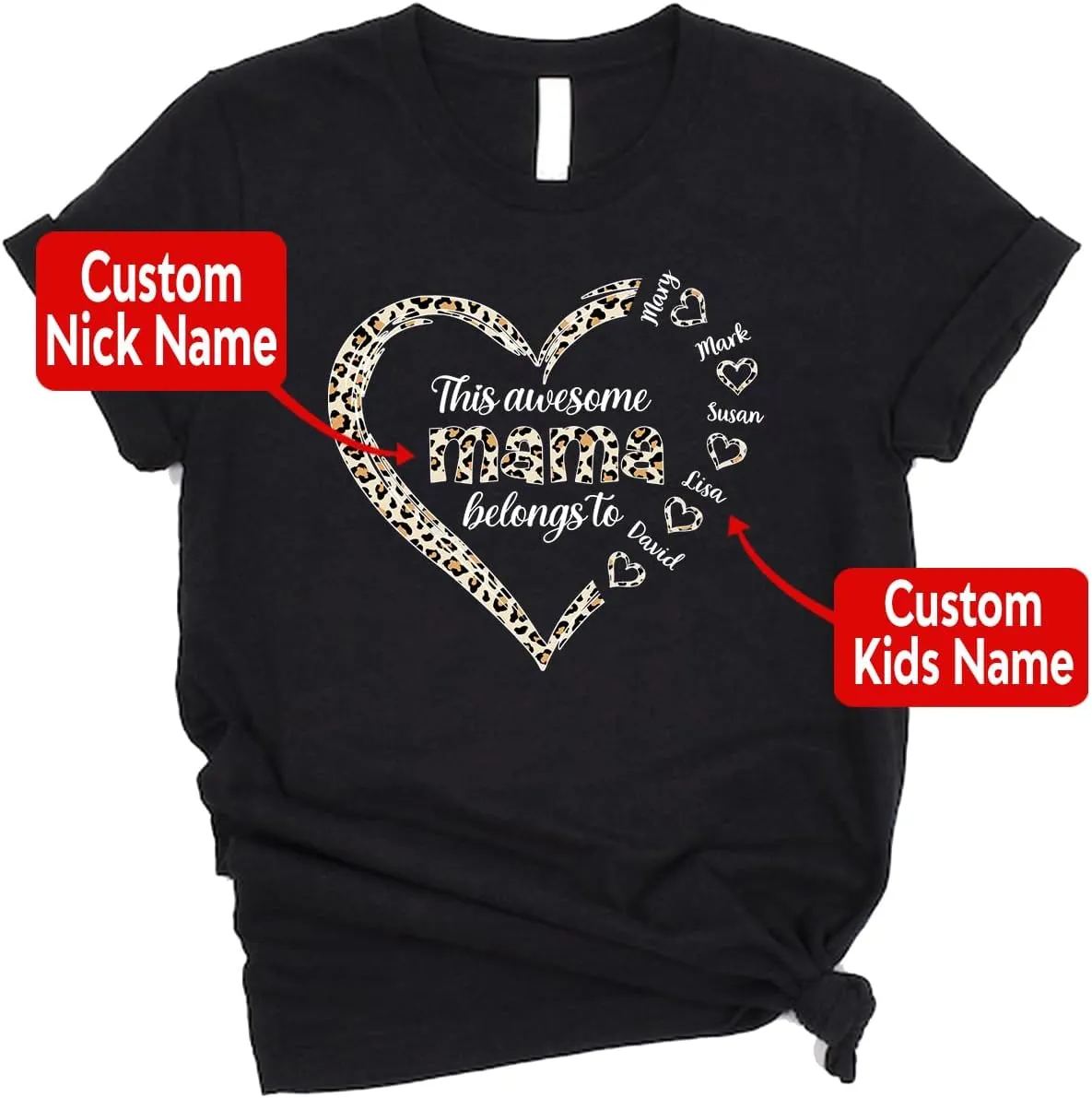 Personalized This Awesome Mom Belongs to Shirt, Heart Shirt for Mom with Kid Name, Shirt for Mama, Mom, Mommy