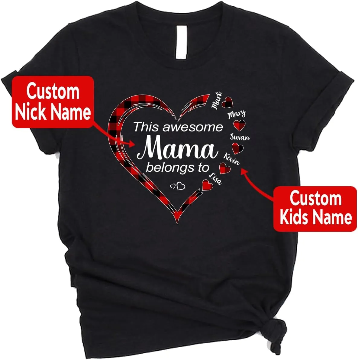 Personalized This Awesome Mom Belongs to Shirt, Heart Shirt for Mom with Kid Name, Shirt for Mama, Mom, Mommy