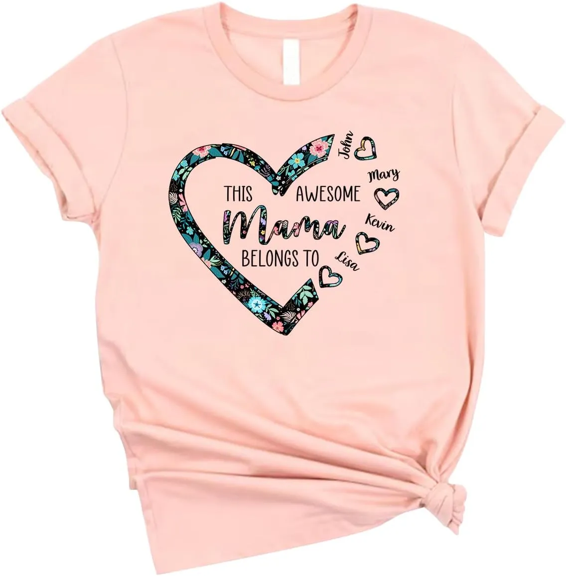 Personalized This Awesome Mom Belongs to Shirt, Heart Shirt for Mom with Kid Name, Shirt for Mama, Mom, Mommy
