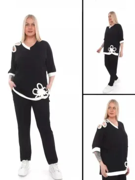 Premium Quality Plus Size Women’s Summer Suit. Floral Embroidery. Elegant & Comfortable.