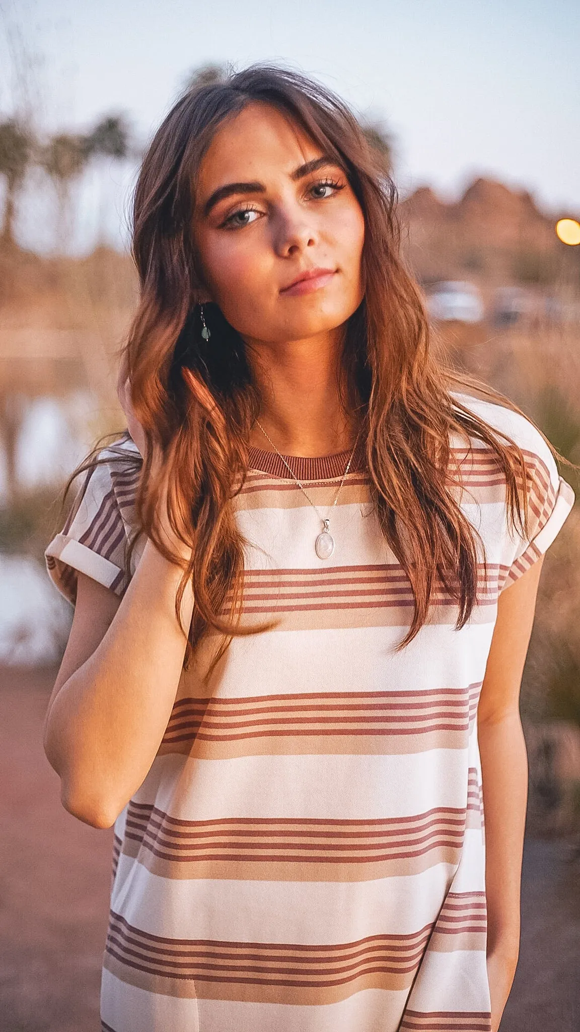 San Jose, Women's Striped Knit Tee Shirt Midi Dress