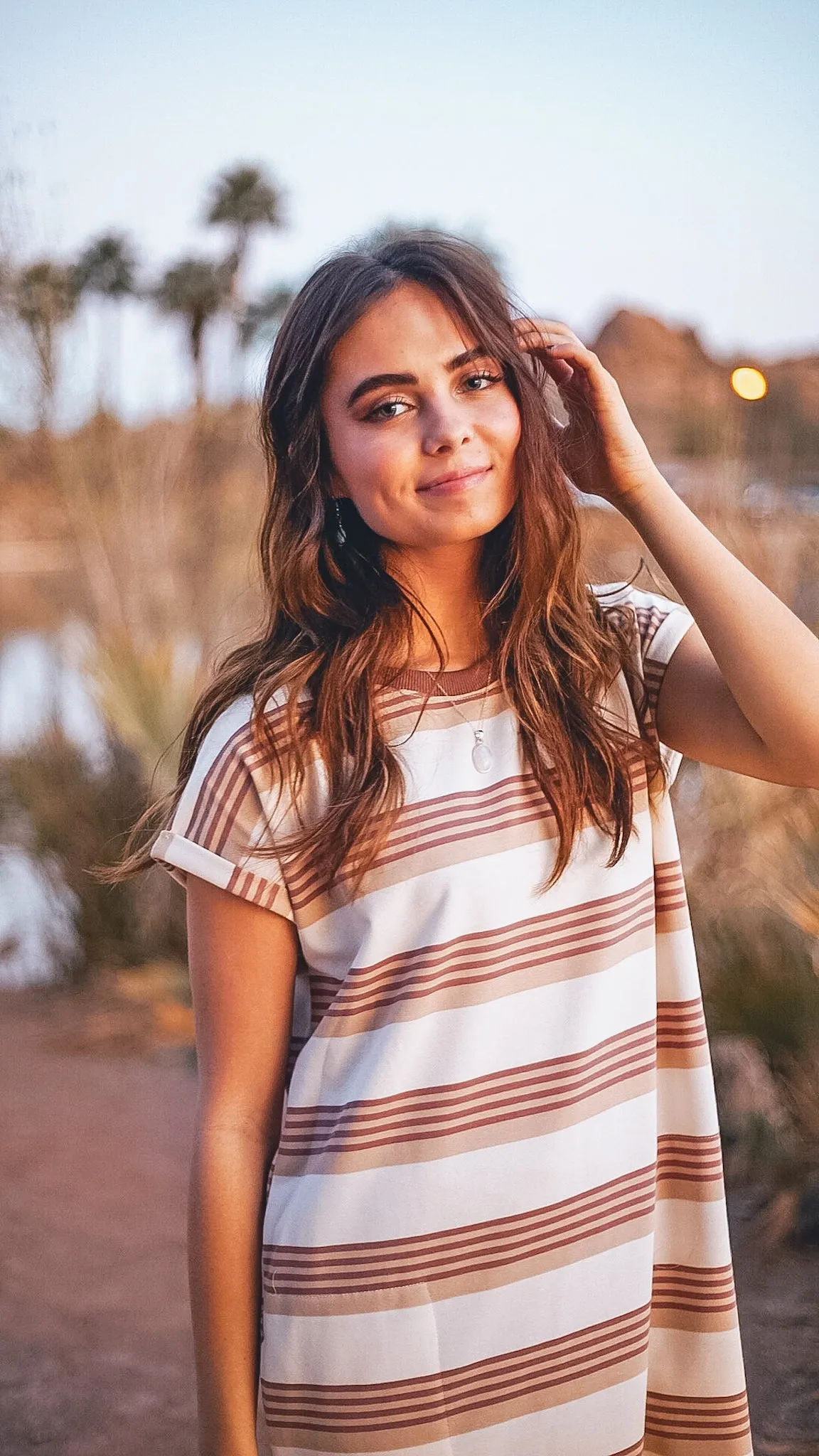 San Jose, Women's Striped Knit Tee Shirt Midi Dress