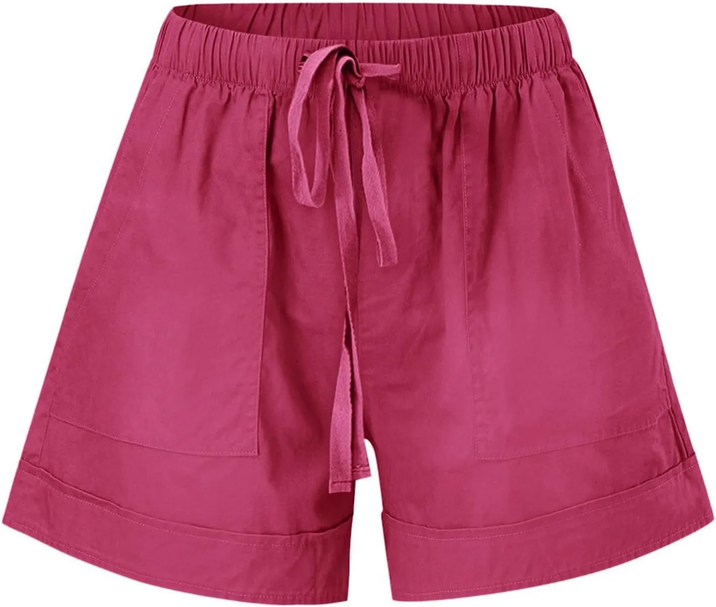 SHAOBGE Plus Size Linen Pants for Women Splice Comfy Waist Pants Shorts Loose Elastic Pocketed Trendy Pants for