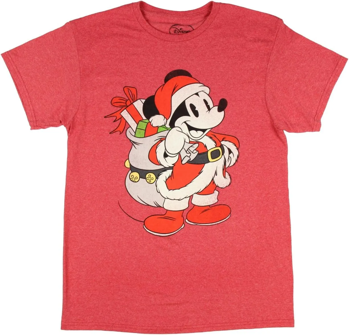 STAR WARS Men's Christmas Mickey Mouse Santa Red Graphic T-Shirt