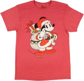STAR WARS Men's Christmas Mickey Mouse Santa Red Graphic T-Shirt