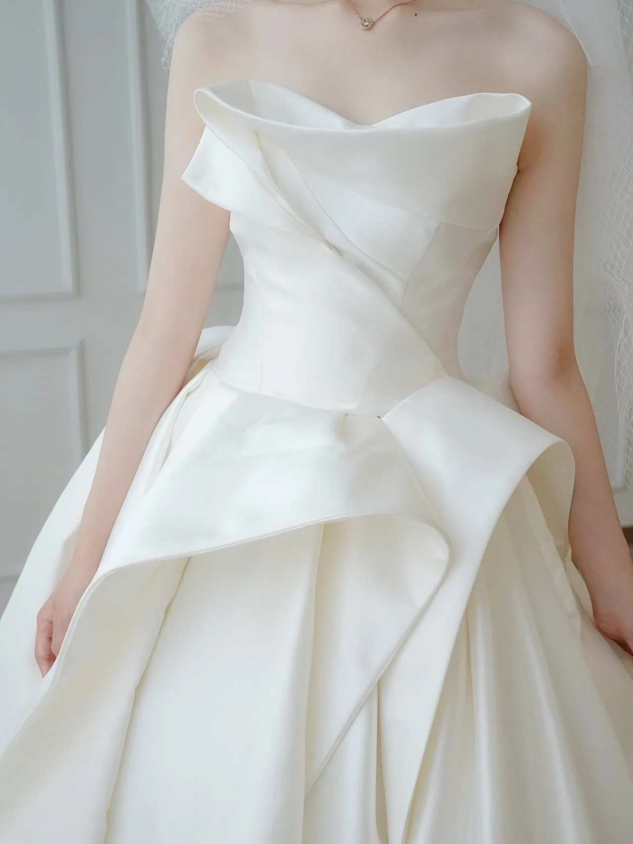Strapless Princess Silk Ball Gown Wedding Dress
