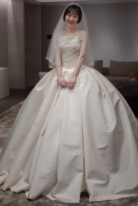 Strapless Silk Ball Gown Cathedral Wedding Dress