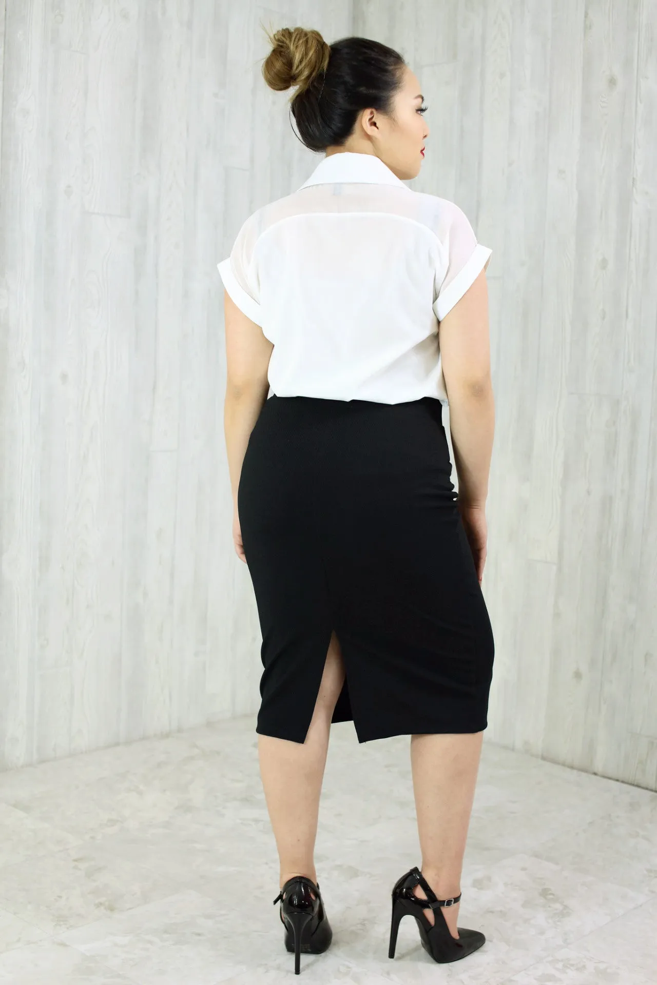 Textured Pencil Skirt