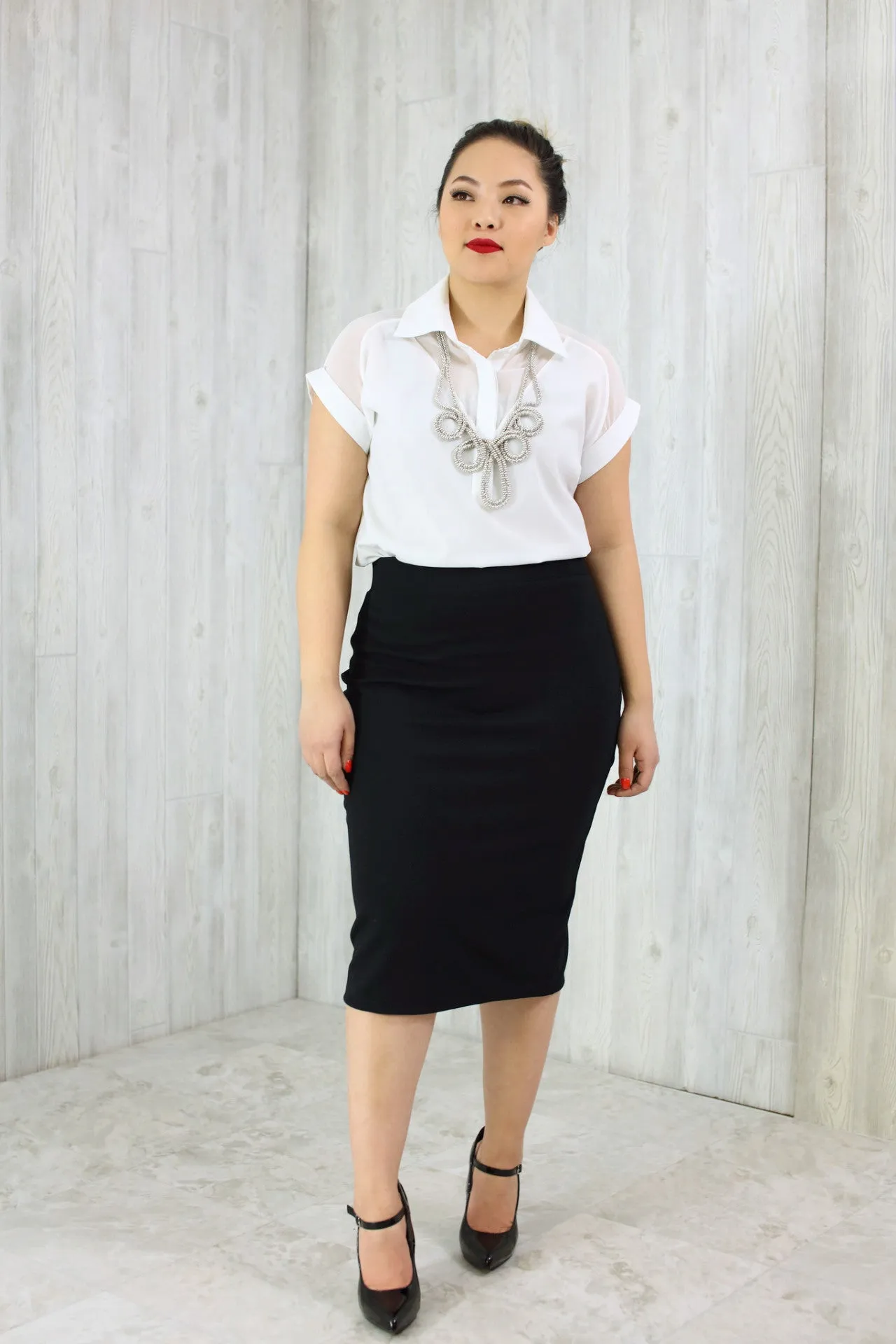 Textured Pencil Skirt