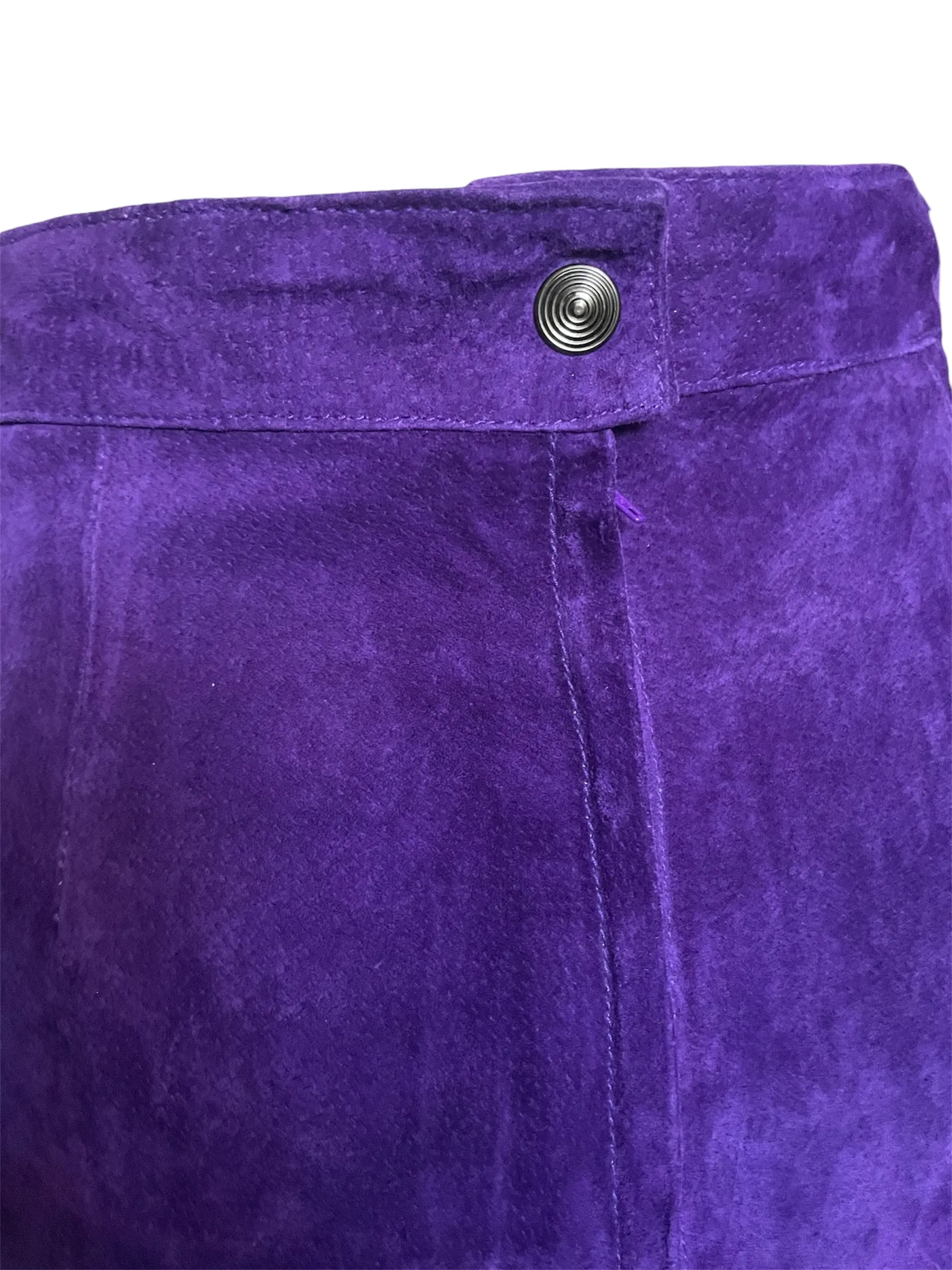 Vintage 1980’s Purple Suede Leather Pencil Mini Skirt