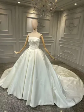 Vintage strapless matte satin wedding dress 2020