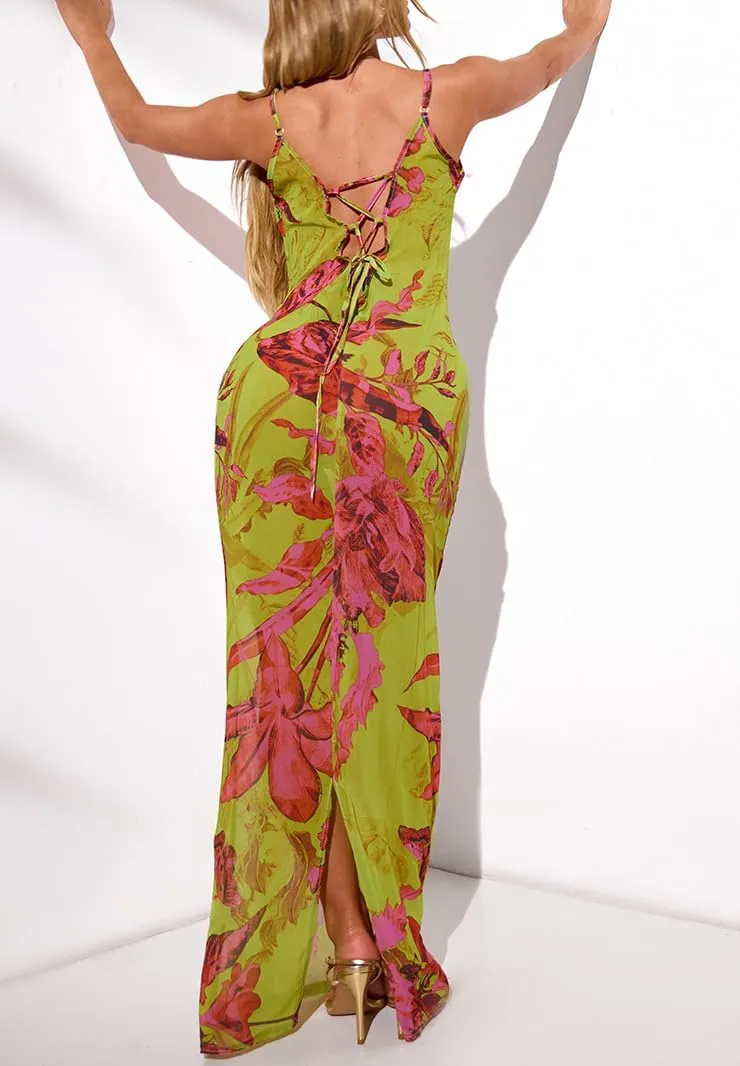 Womens Cowl Neck Dress Floral Print Backless Maxi Dresses Wedding Guest Beach Dresses