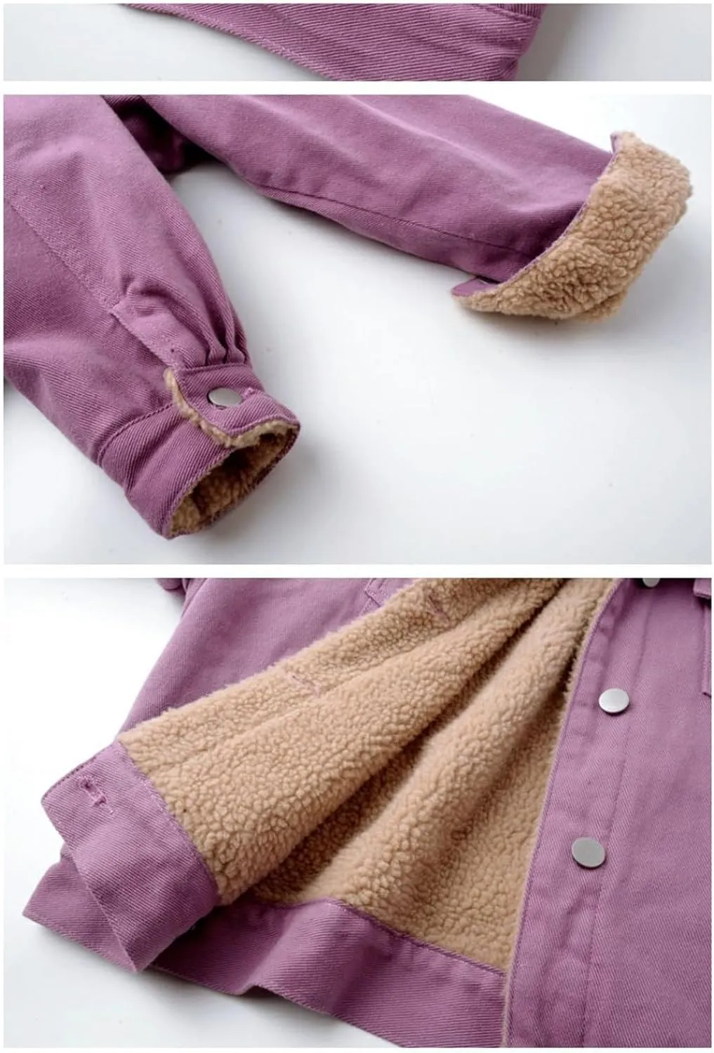 Womens Winter Warm Jean Jacket Stand Collar Wool Liner Sherpa Denim Coats Fleece Lined Denim Trucker Jacket Outerwear
